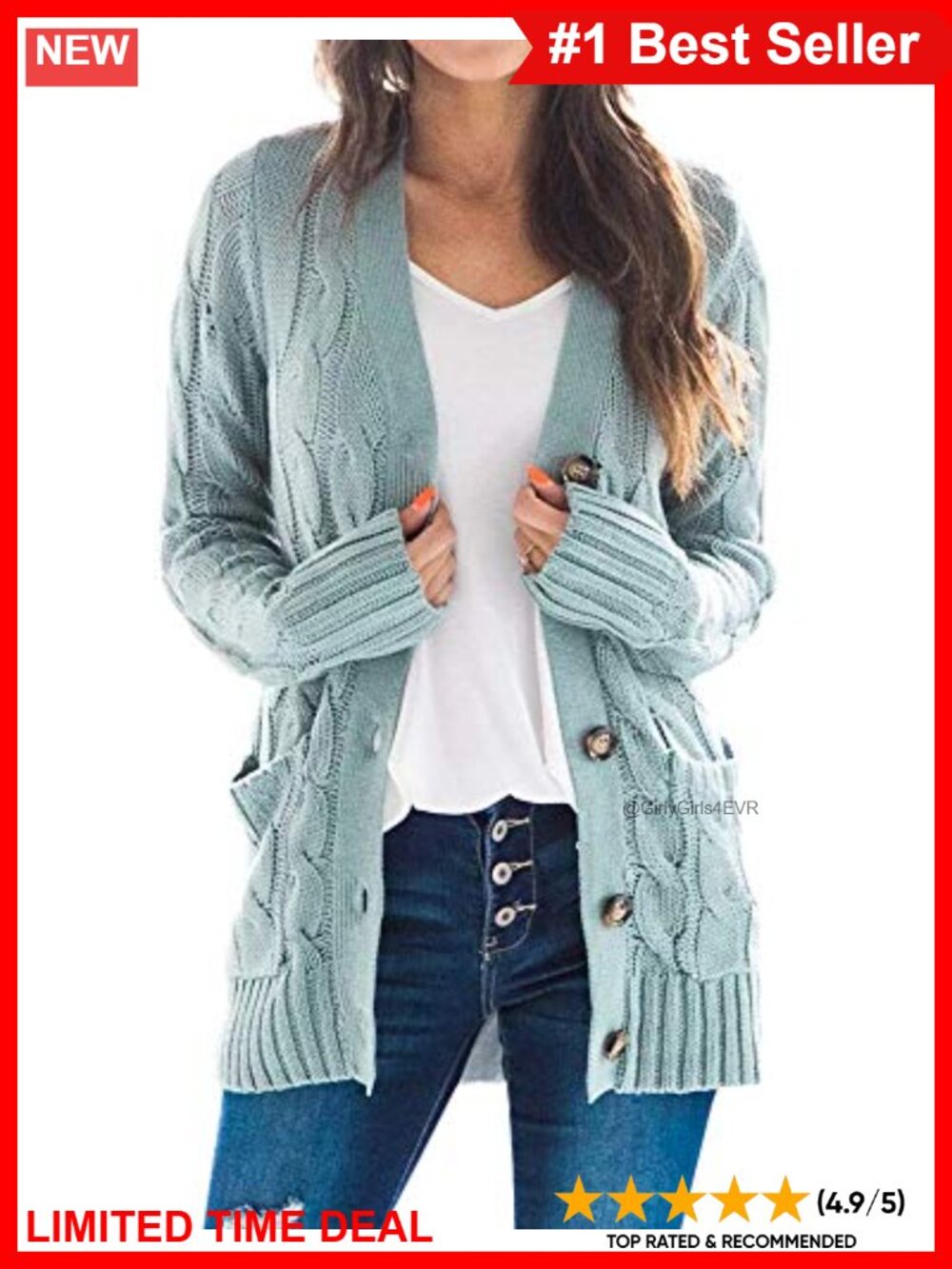 Chunky Cable Knit Open Front Cardigan Long Sleeve Button Down Sweater